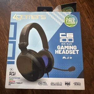 4Gamers - C6-100 Headset - XBOX, PS4/PS5, Switch, Switch 2, PC - Blue - Black
